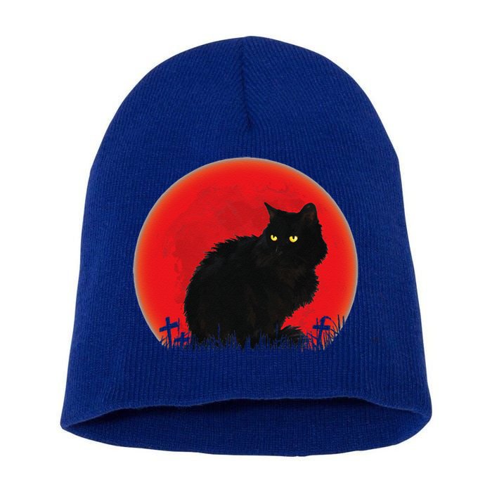 Witch Cat Halloween Costume Blood Moon Black Cat Short Acrylic Beanie