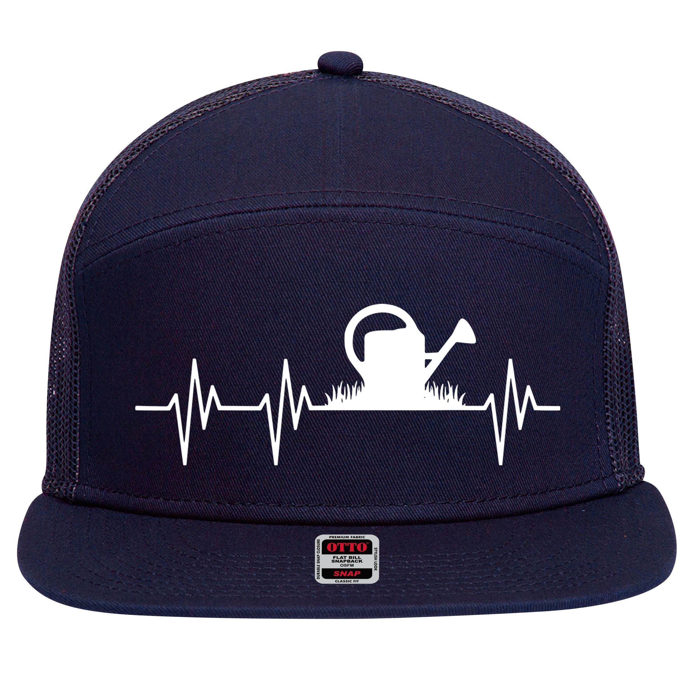 Watering Can Heartbeat Gardening Gardener 7 Panel Mesh Trucker Snapback Hat