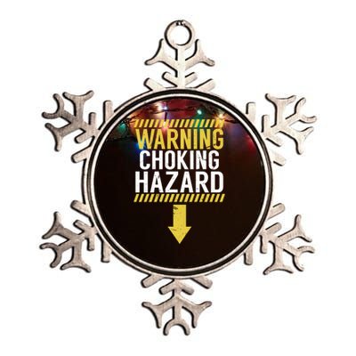 Warning Choking Hazard Funny Dick Joke Gifgift Metallic Star Ornament