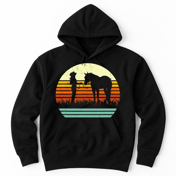 Western Cowgirl Halter Horse Retro Sunset Vintage Style Hoodie