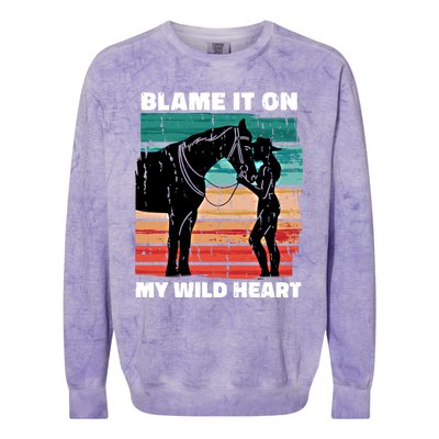 Wo Cow Horse Lover Design Funny Gift Colorblast Crewneck Sweatshirt