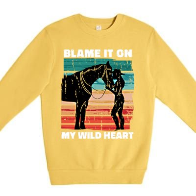 Wo Cow Horse Lover Design Funny Gift Premium Crewneck Sweatshirt