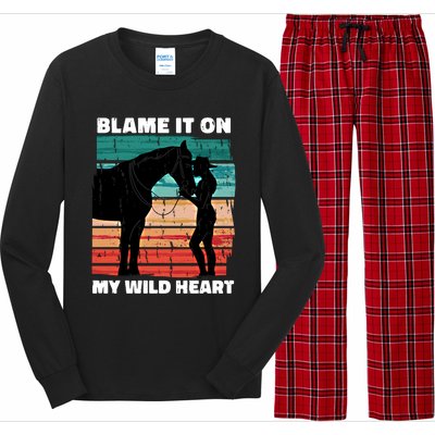 Wo Cow Horse Lover Design Funny Gift Long Sleeve Pajama Set