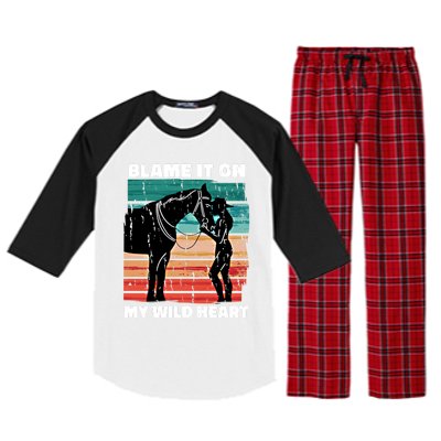 Wo Cow Horse Lover Design Funny Gift Raglan Sleeve Pajama Set