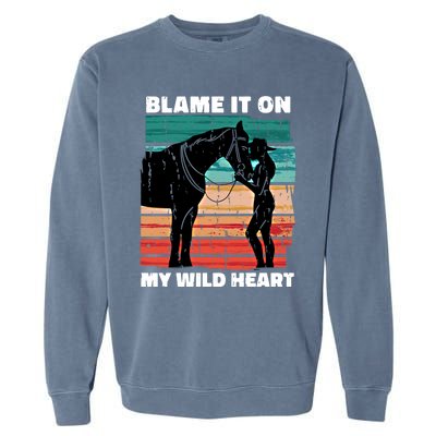 Wo Cow Horse Lover Design Funny Gift Garment-Dyed Sweatshirt