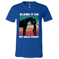 Wo Cow Horse Lover Design Funny Gift V-Neck T-Shirt