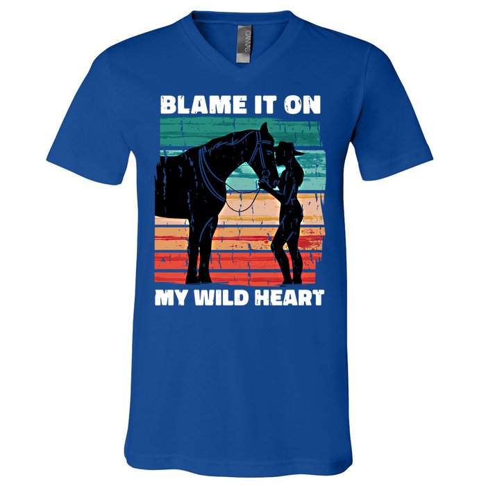 Wo Cow Horse Lover Design Funny Gift V-Neck T-Shirt