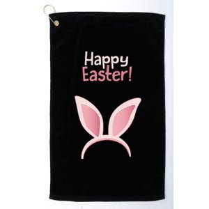 Womens Cute Happy Easter With Bunny Rabbit Ears Antenna Platinum Collection Golf Towel