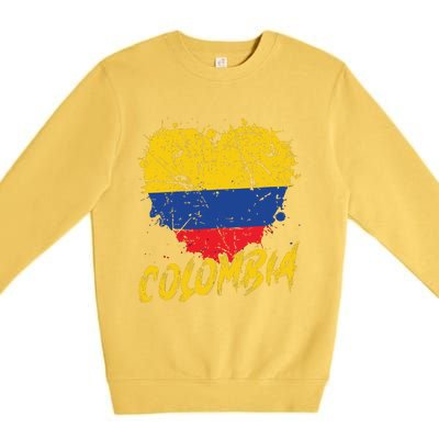 Women Colombia Heart Flag Premium Crewneck Sweatshirt