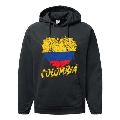 Women Colombia Heart Flag Performance Fleece Hoodie