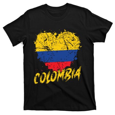 Women Colombia Heart Flag T-Shirt