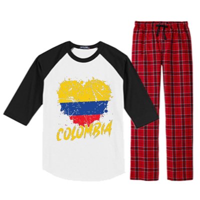 Women Colombia Heart Flag Raglan Sleeve Pajama Set