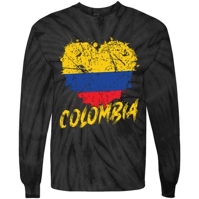 Women Colombia Heart Flag Tie-Dye Long Sleeve Shirt