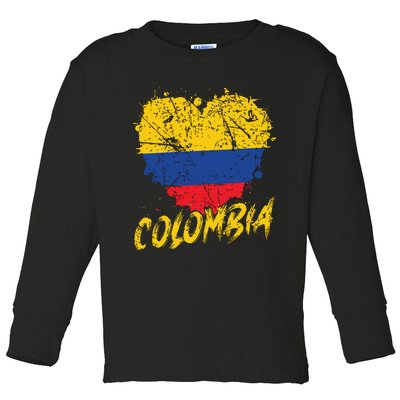 Women Colombia Heart Flag Toddler Long Sleeve Shirt