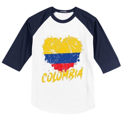 Women Colombia Heart Flag Baseball Sleeve Shirt