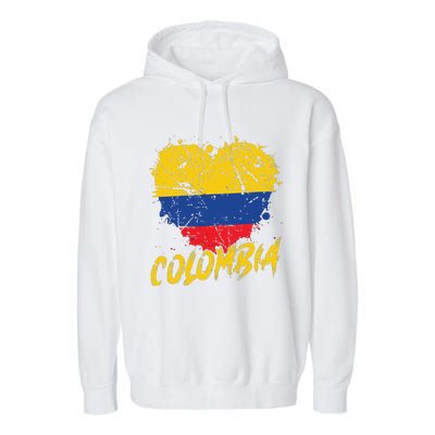 Women Colombia Heart Flag Garment-Dyed Fleece Hoodie