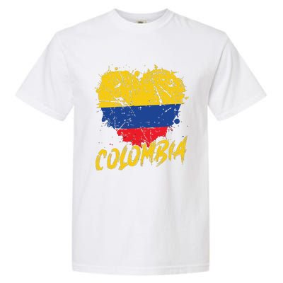 Women Colombia Heart Flag Garment-Dyed Heavyweight T-Shirt