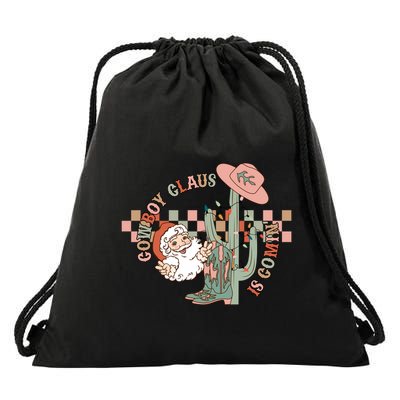 Western Christmas Howdy Cow Santa Cow Claus Is Coming Meaningful Gift Drawstring Bag