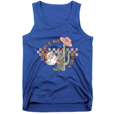 Western Christmas Howdy Cow Santa Cow Claus Is Coming Meaningful Gift Tank Top