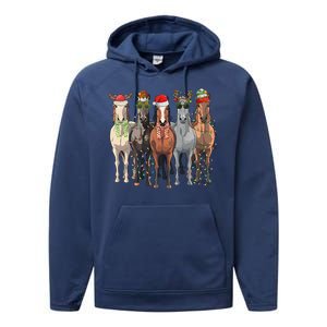 Western Christmas Horse Lover Happy Santa Claus Performance Fleece Hoodie