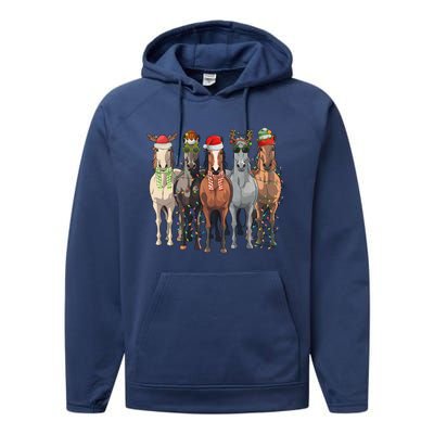 Western Christmas Horse Lover Happy Santa Claus Performance Fleece Hoodie