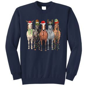 Western Christmas Horse Lover Happy Santa Claus Tall Sweatshirt