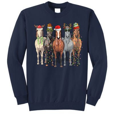 Western Christmas Horse Lover Happy Santa Claus Tall Sweatshirt