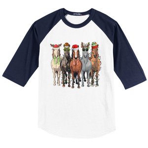 Western Christmas Horse Lover Happy Santa Claus Baseball Sleeve Shirt