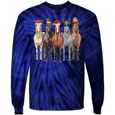 Western Christmas Horse Lover Happy Santa Claus Tie-Dye Long Sleeve Shirt