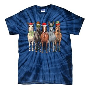 Western Christmas Horse Lover Happy Santa Claus Tie-Dye T-Shirt