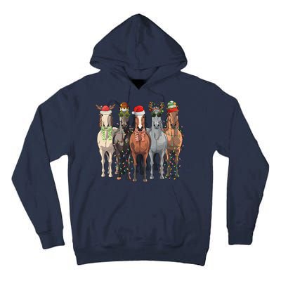 Western Christmas Horse Lover Happy Santa Claus Tall Hoodie