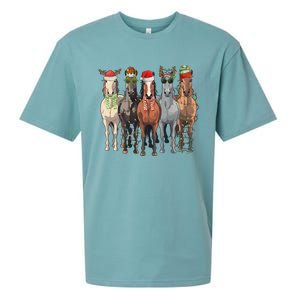 Western Christmas Horse Lover Happy Santa Claus Sueded Cloud Jersey T-Shirt