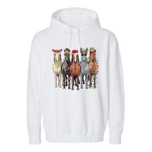 Western Christmas Horse Lover Happy Santa Claus Garment-Dyed Fleece Hoodie