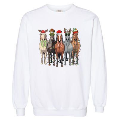 Western Christmas Horse Lover Happy Santa Claus Garment-Dyed Sweatshirt