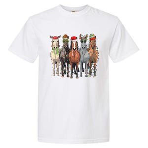 Western Christmas Horse Lover Happy Santa Claus Garment-Dyed Heavyweight T-Shirt