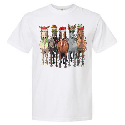 Western Christmas Horse Lover Happy Santa Claus Garment-Dyed Heavyweight T-Shirt