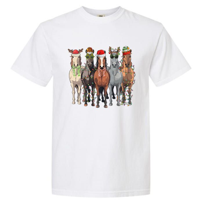 Western Christmas Horse Lover Happy Santa Claus Garment-Dyed Heavyweight T-Shirt