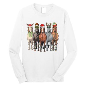 Western Christmas Horse Lover Happy Santa Claus Long Sleeve Shirt