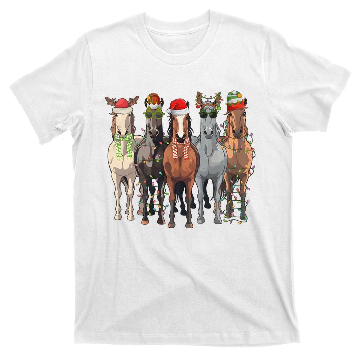 Western Christmas Horse Lover Happy Santa Claus T-Shirt