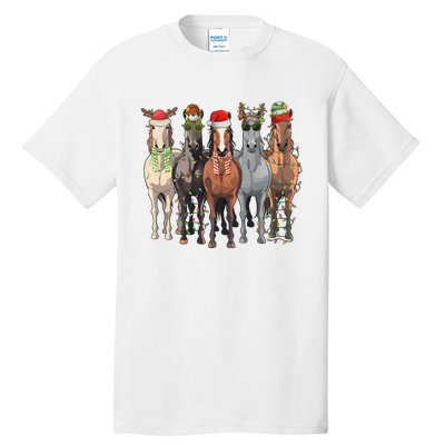 Western Christmas Horse Lover Happy Santa Claus Tall T-Shirt