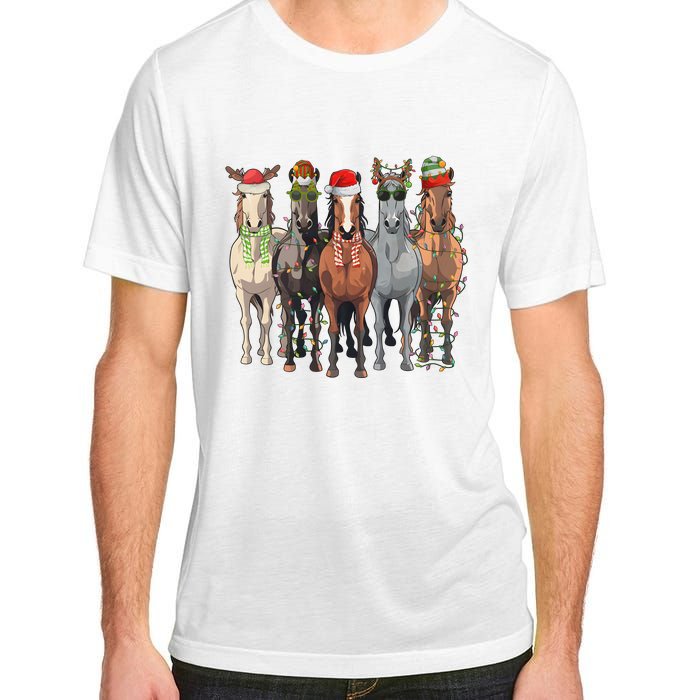 Western Christmas Horse Lover Happy Santa Claus Adult ChromaSoft Performance T-Shirt