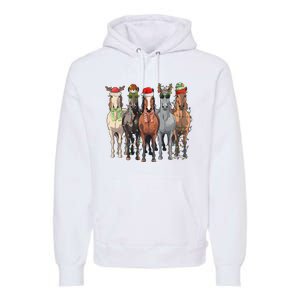 Western Christmas Horse Lover Happy Santa Claus Premium Hoodie