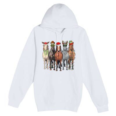 Western Christmas Horse Lover Happy Santa Claus Premium Pullover Hoodie