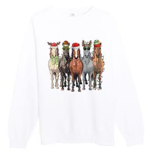 Western Christmas Horse Lover Happy Santa Claus Premium Crewneck Sweatshirt