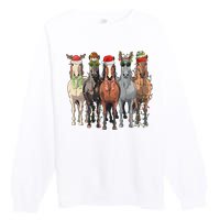 Western Christmas Horse Lover Happy Santa Claus Premium Crewneck Sweatshirt