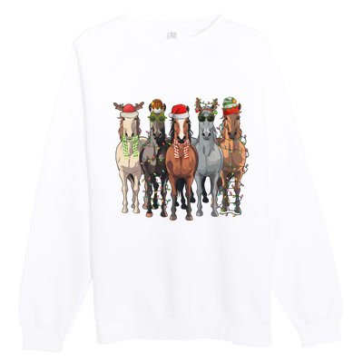 Western Christmas Horse Lover Happy Santa Claus Premium Crewneck Sweatshirt