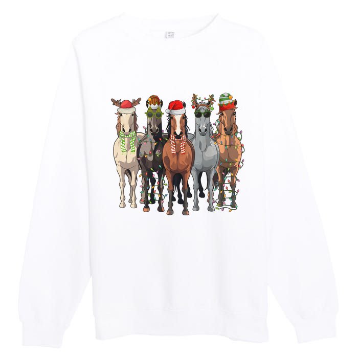 Western Christmas Horse Lover Happy Santa Claus Premium Crewneck Sweatshirt