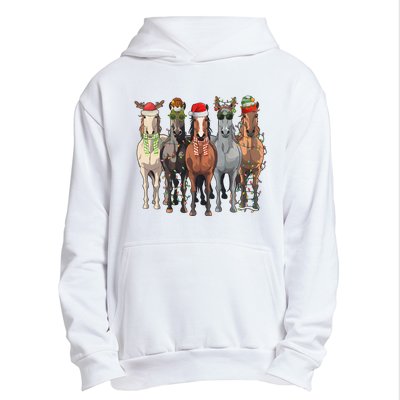 Western Christmas Horse Lover Happy Santa Claus Urban Pullover Hoodie