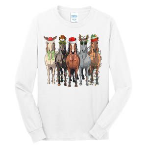 Western Christmas Horse Lover Happy Santa Claus Tall Long Sleeve T-Shirt