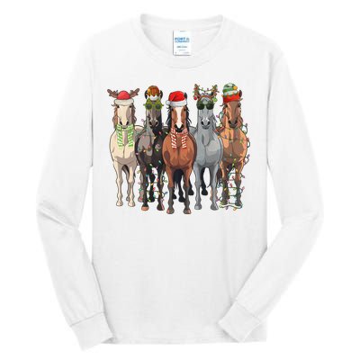 Western Christmas Horse Lover Happy Santa Claus Tall Long Sleeve T-Shirt